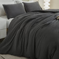 Litanika Oversized King Comforters Dark Grey Super King Size, 3 Pieces Lightweight Solid Bedding Comforter Set, All Season Fluff