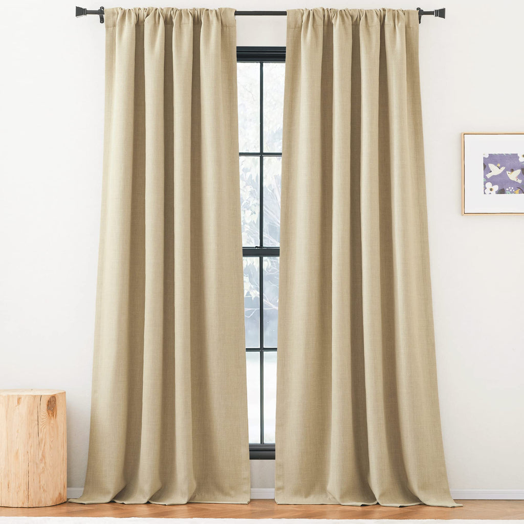 Nicetown 100% Polyester Living Room Curtains & Drapes, Pinch Pleated Room Darkening Light Blocking Curtains Sound Reducing & The