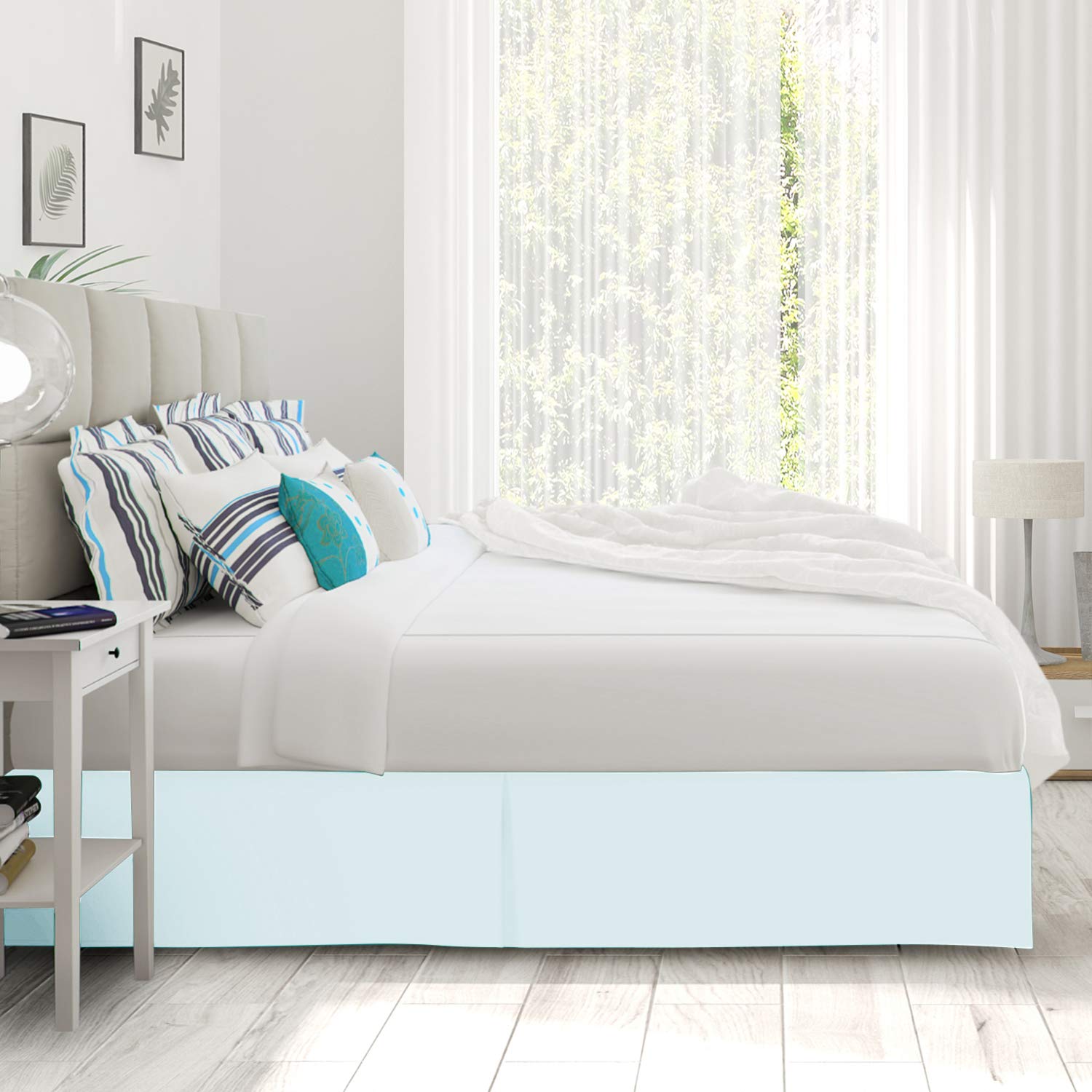 Nestl Light Baby Blue Twin Xl Bed Skirt - Twin Xl Size Bed Skirt 14 Inch Drop - Brushed Microfiber Bed Skirts - Hotel Quality Pleated Bed Skirt - Shrinkage & Fade Resistant