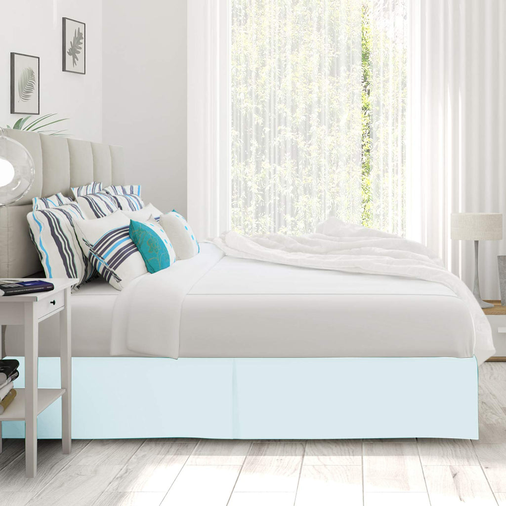 Nestl Light Baby Blue Bed Skirt Cal King Size - Cal King Bed Skirt 14 Inch Drop - Brushed Microfiber Bed Skirts - Hotel Quality Pleated Bed Skirt - Shrinkage & Fade Resistant