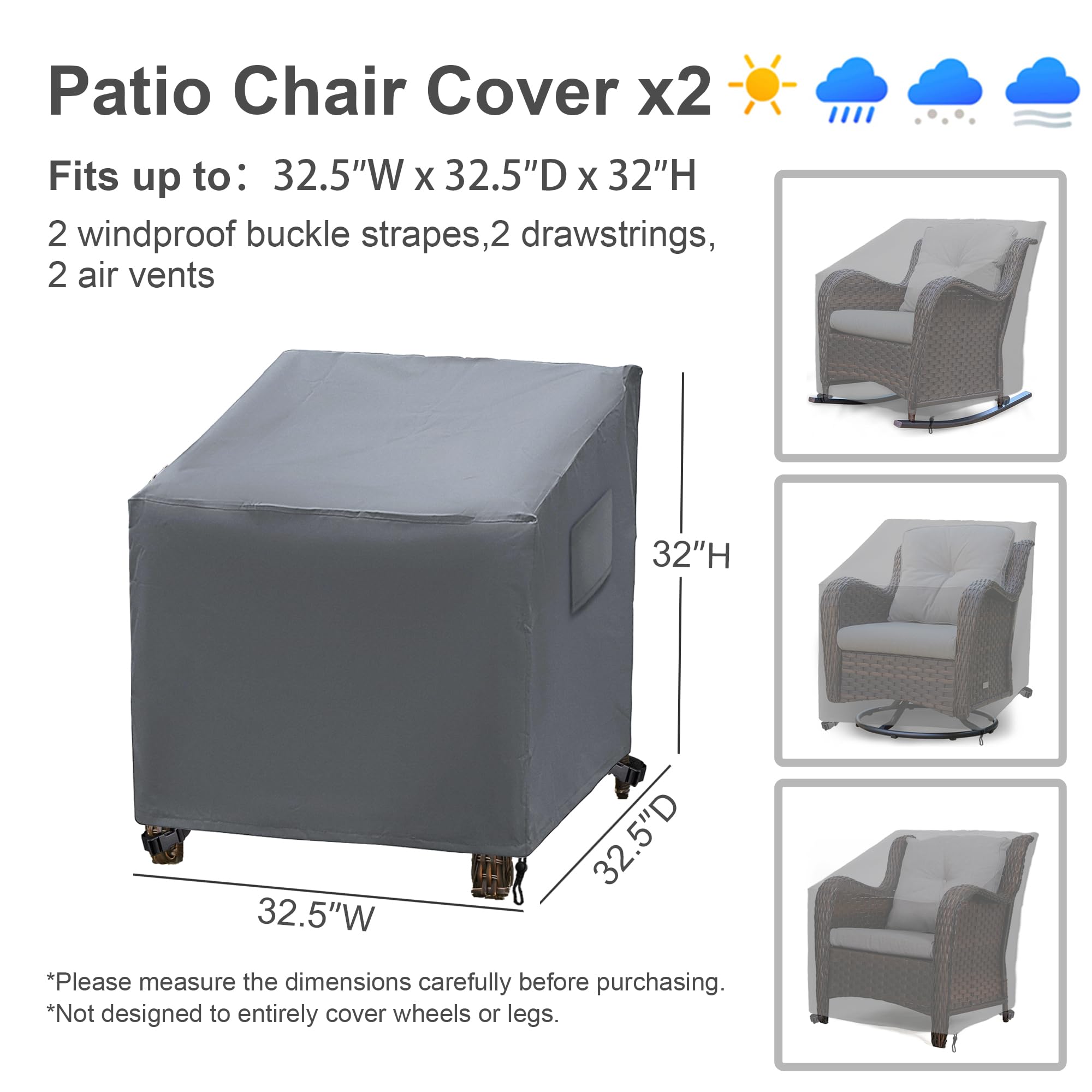Baner Garden Patio Furniture Covers,Outdoor Furniture Cover Waterproof,Patio Furniture Set Covers For 4 Piece Outdoor Conversation Set,Patio Covers Set-Xx-Large (Grey)