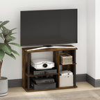 Furinno Classic Stand With Plastic Poles For Tv Up To 40-Inch, Amber Pine/Black