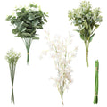 Floroom Artificial Greenery Stems Box Set, 25pcs with 4 Kinds of Faux Greenery Flowers Picks for DIY Bridal Bouquets Wedding Flo