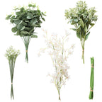 Floroom Artificial Greenery Stems Box Set, 25pcs with 4 Kinds of Faux Greenery Flowers Picks for DIY Bridal Bouquets Wedding Flo