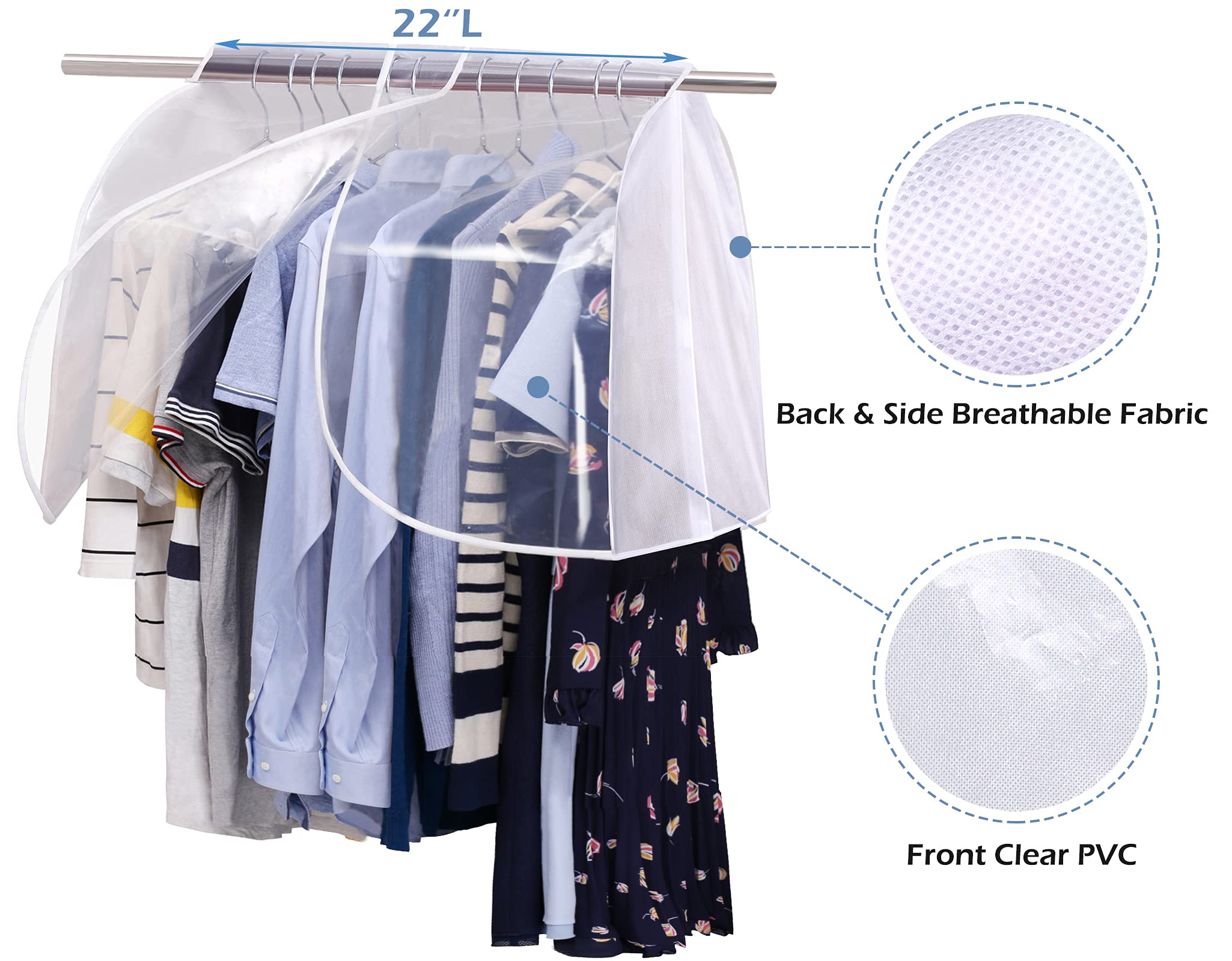 Sleeping Lamb Hanging Closet Cover For Storage Dustproof Shoulder Cover Garment Protector For Clothes, Coats, Suits, Dresses, 2