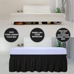 Purefit Wrap Around Ruffled Bed Skirt With Adjustable Elastic Belt - 18 Inch Drop Easy To Put On, Wrinkle Free Bedskirt Dust Ruffles, Bed Frame Cover For Twin, Twin Xl And Full Size Beds, Black