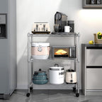 Simple Deluxe Heavy Duty 3-Shelf Shelving With Wheels, Adjustable Storage Units, Steel Organizer Wire Rack, 24.02? X 13.78? X 31.89?, Chrome, Hkshlf23133003Cpc