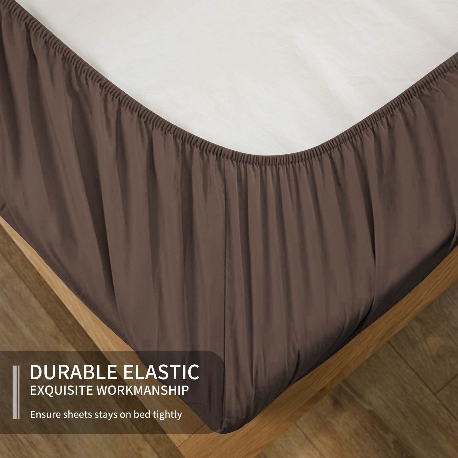 Easehome Brown Full Size Bed Sheet Set - Teen Boys Sheet Sets Deep Pocket To 18 Inches Mattress 4 Piece - Premium Bedding Sheets