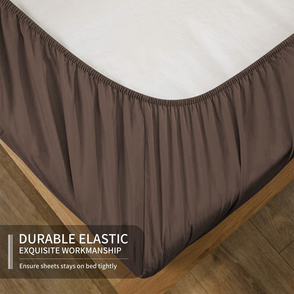 Easehome Brown Full Size Bed Sheet Set - Teen Boys Sheet Sets Deep Pocket To 18 Inches Mattress 4 Piece - Premium Bedding Sheets
