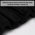 Lirex Fitted Sheet, Twin Xl Size 100% Egyptian Cotton 300 Thread Count Soft Breathable Fitted Sheet, 100X190Cm, Black