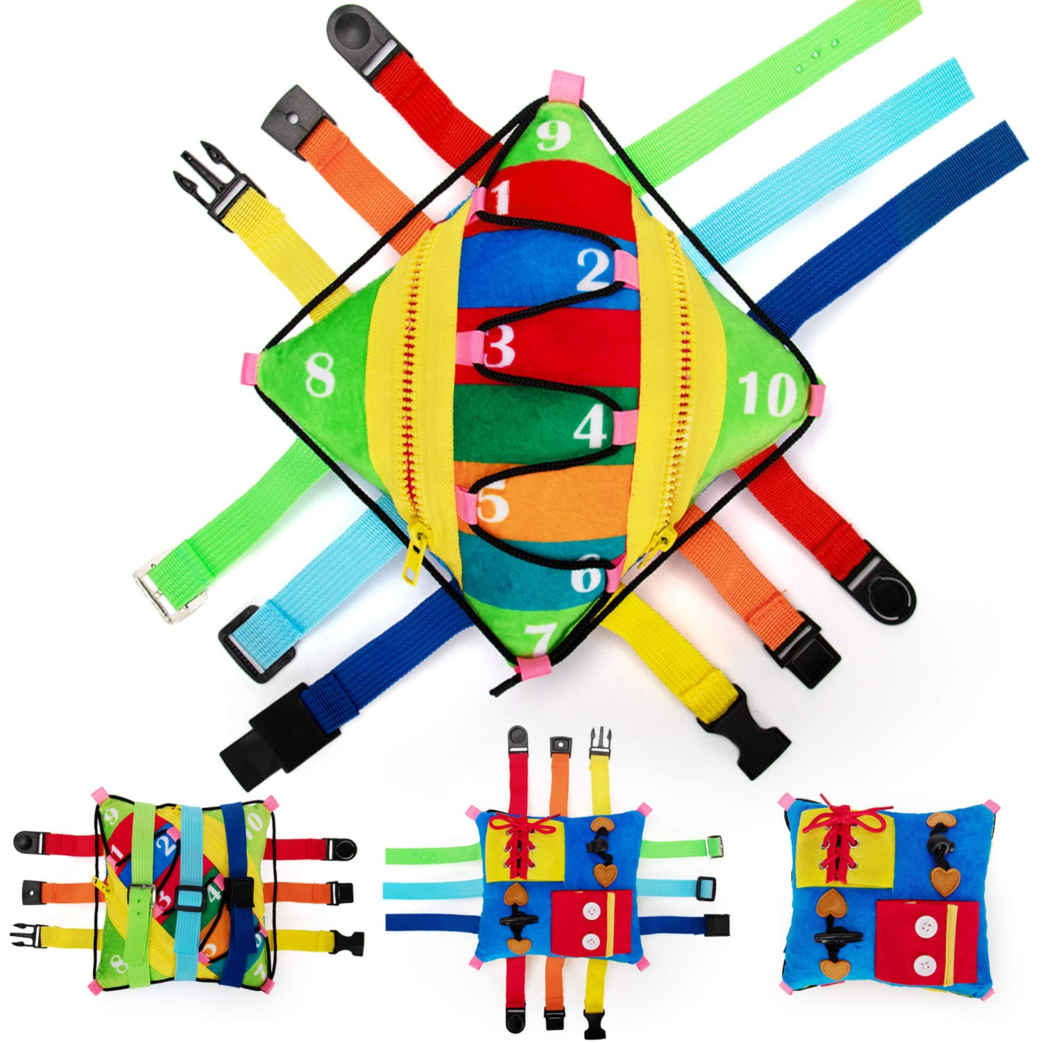 Teytoy Sensory Buckle Pillow Toys For Toddlers,Travel Toys For Toddlers 1-3 Learning Fine Motor Skill & Problem Solving,Montesso