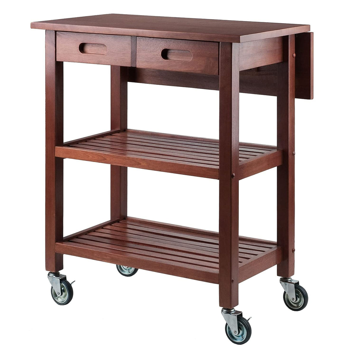 Winsome 94734 Jonathan 2 Drawer Rolling Kitchen Cart In Walnut