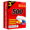 Caregy 500 Pack Laminating Sheets,Thermal Laminating Pouches, 3 Mil, 9 X 11.5 Inches Lamination Sheet Paper For Laminator, Round