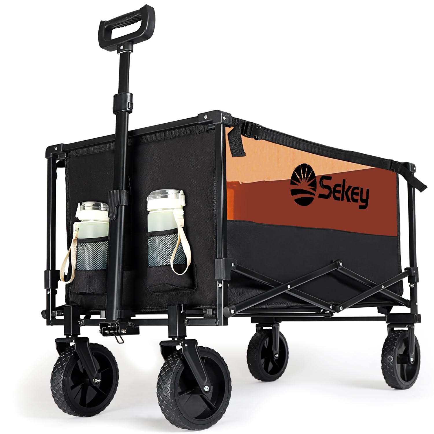 Sekey Collapsible Foldable Wagon With 220Lbs Weight Capacity, Heavy Duty Folding Utility Garden Cart With Big All-Terrain Beach
