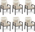 SUNSHINE VALLEY Patio Dining Chairs Set of 6, All-Weather Woven Rattan Outdoor Chairs with Waterproof Cushion and Wrought Iron F