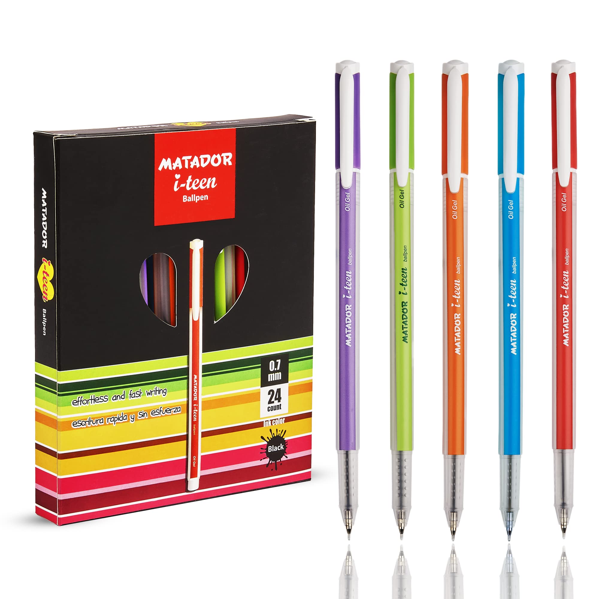 Matador I-Teen Ballpen, Fine-Point (0.7 Mm), Black Ink, A Trendy Elegant And Enchanting Design, Delivers Strong And Vivid Lines,