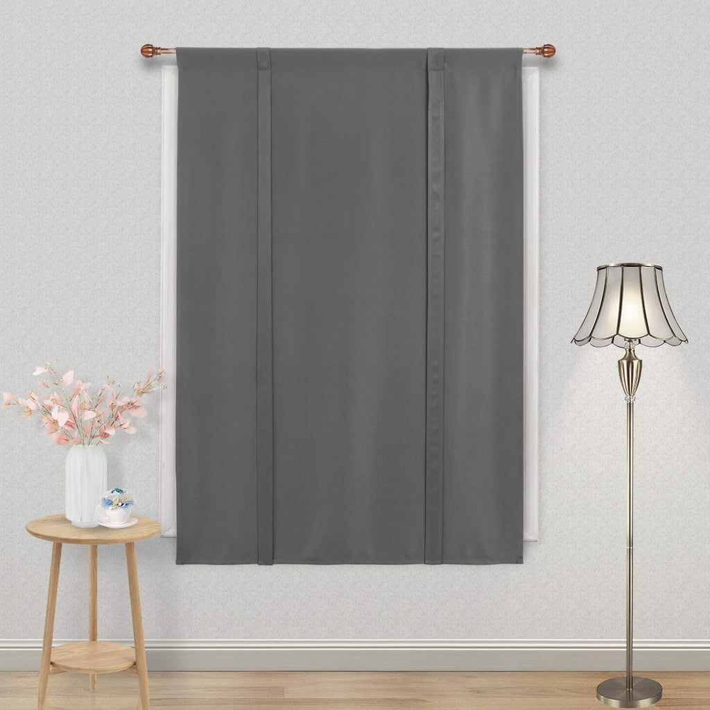 Dwcn Blackout Curtains-Tie Up Shade For Window Thermal Insulated Room Darkening Rod Pocket Curtains For Kitchen, Dark Grey, W42