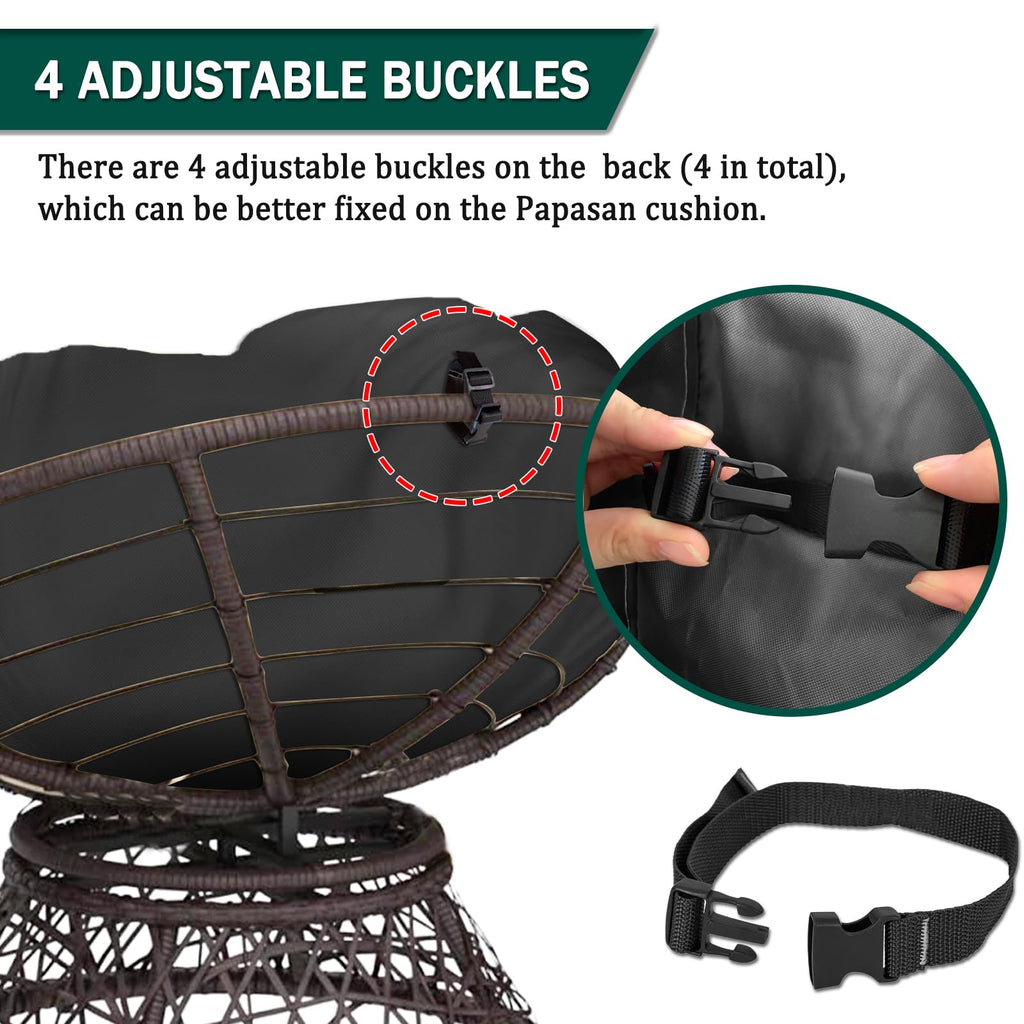 Iceberg Elf Outdoor Papasan Cushion Cover Only,(For 40In-50In Papasan Cushion Cover Waterproof) Black, Zipper Design For Easy Cl