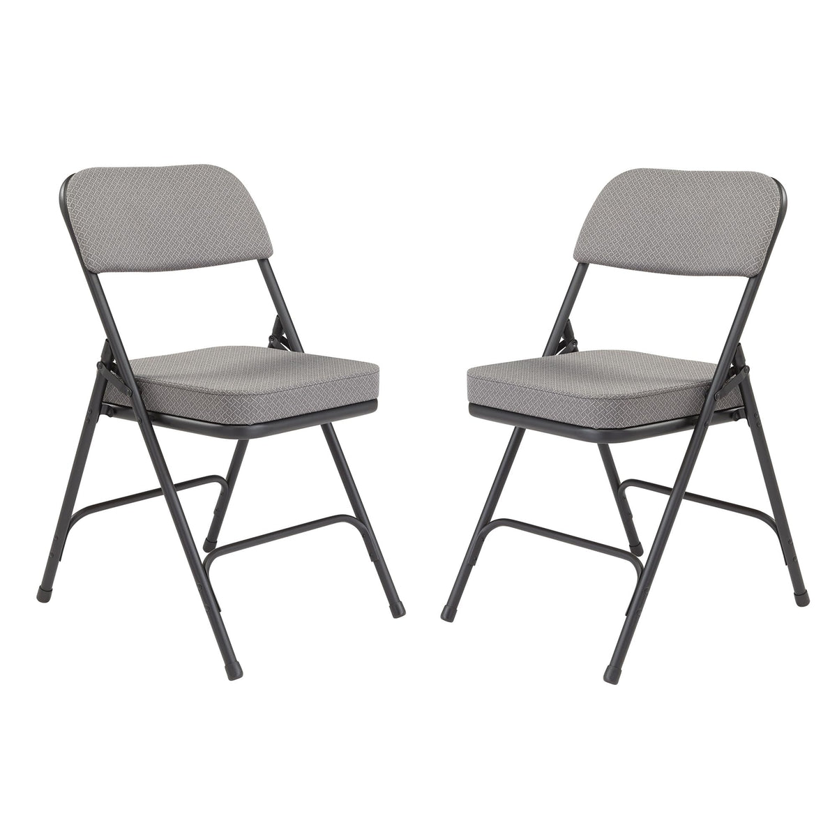 National Public Seating 3200 Series Steel Frame Upholstered Premium Fabric Seat and Back Folding Chair with Double Brace, 300 lbs Capacity, Charcoal Gray/Black (Carton of 2)