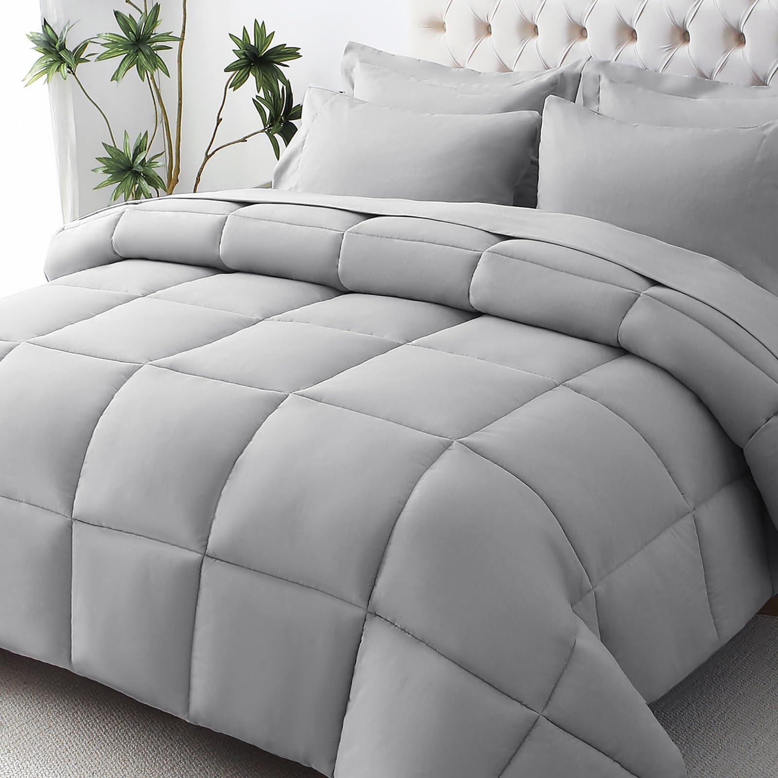 Jollyvogue Full Size Comforter Set, Ultra-Soft Full Size Bed Set, Full Comforter Sets, 7-Piece Bed In A Bag, Goose Down Alternat