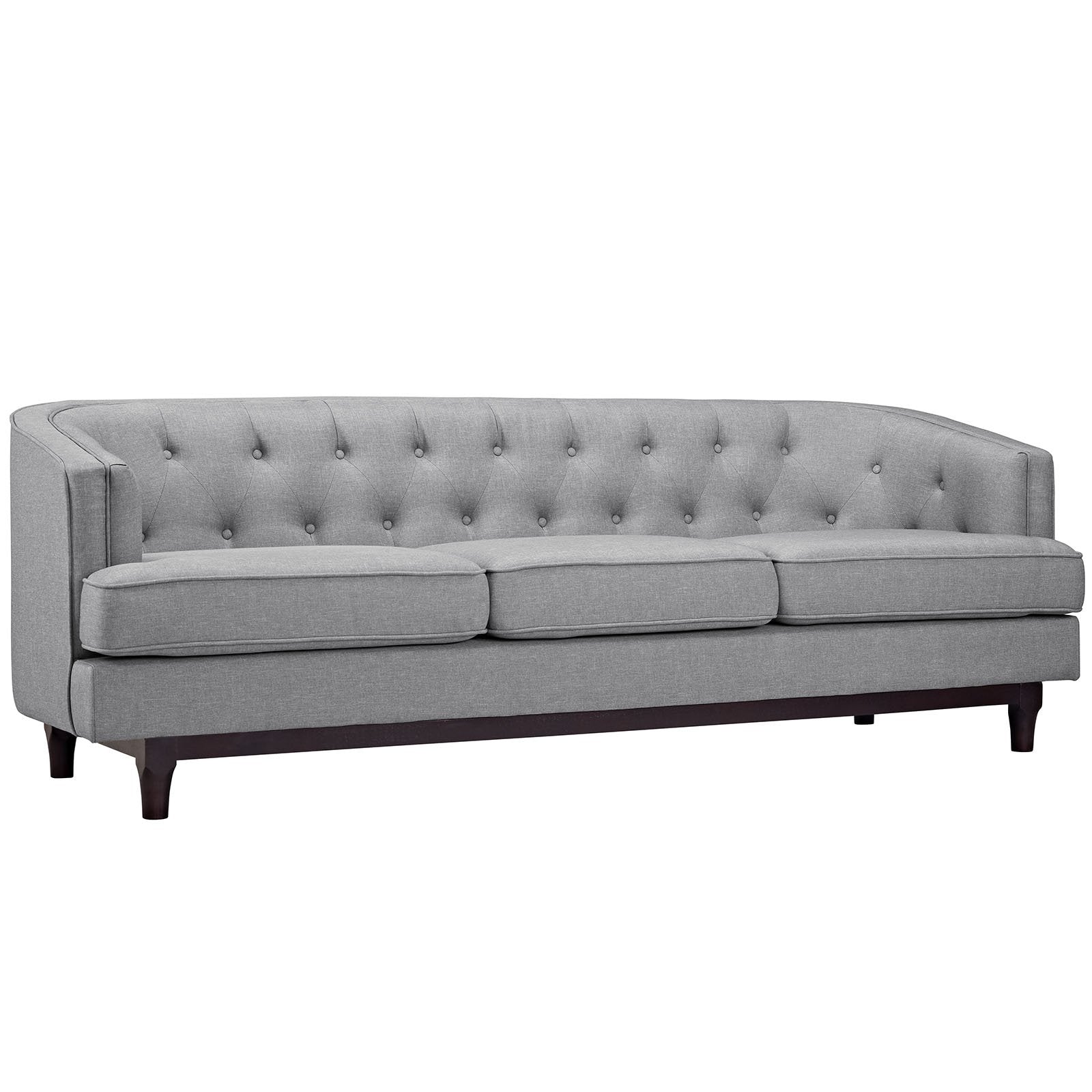 Modway Coast Upholstered Fabric Contemporary Modern Sofa And Two Armchair Set In Light Gray