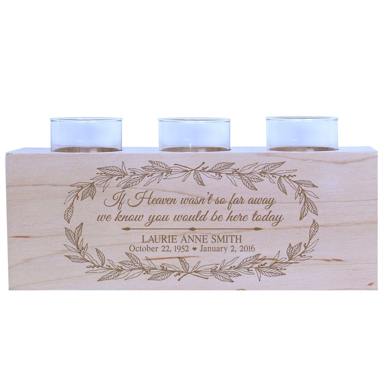 Lifesong Milestones Personalized 3 Votive Tealight Candle Holder If Heaven Bereavement Sympathy Gift for Loss of Loved One 10x4x