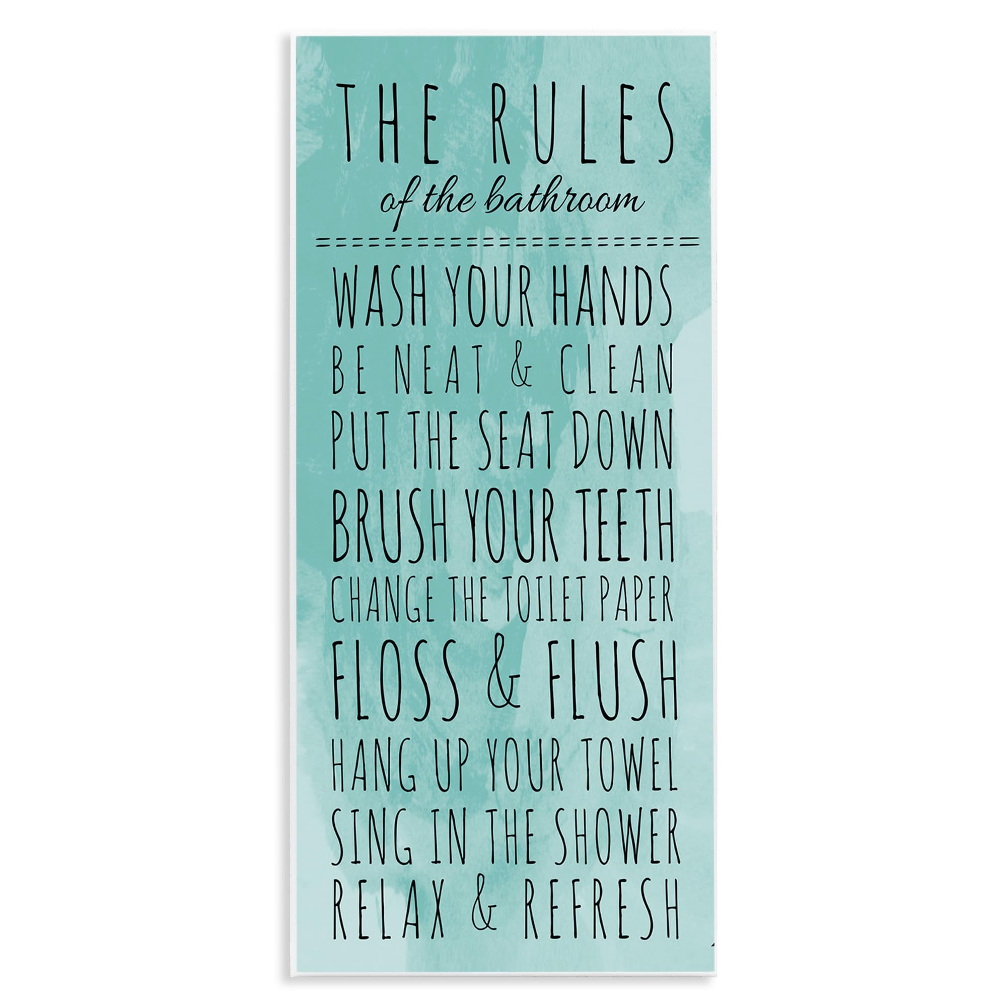 Stupell Home D  cor Bathroom 'The Rules' Turquoise Wall Plaque Art, 7 x 0.5 x 17, Proudly Made in USA