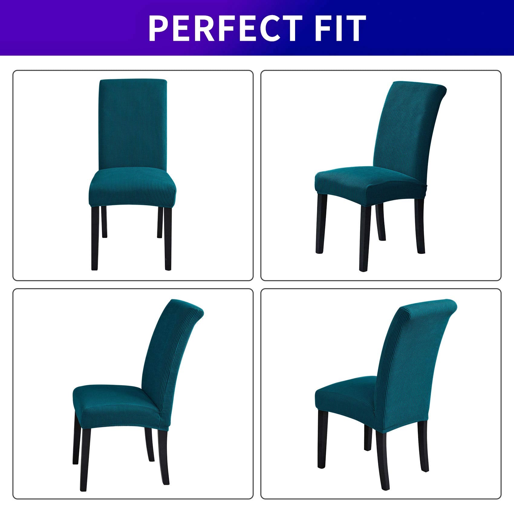 Howhic Stretch Chair Covers For Dining Room Set Of 6, Removable Washable Dining Room Chair Covers, Dining Chair Slipcovers Seat