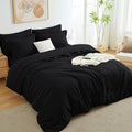 Cozylux King Comforter Set Black, 7 Pieces Bed In A Bag Soft Bedding Comforter Set With Sheets, All Season Boho 7Pc Bed Sets With Comforter, Fitted Sheets, Flat Sheets, Pillow Shams And Pillowcases