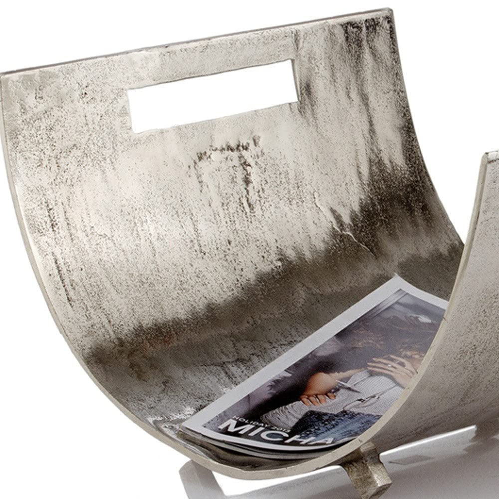 HomeRoots Decor 16.5-inch x 17-inch x 10-inch Raw Silver - Magazine Basket