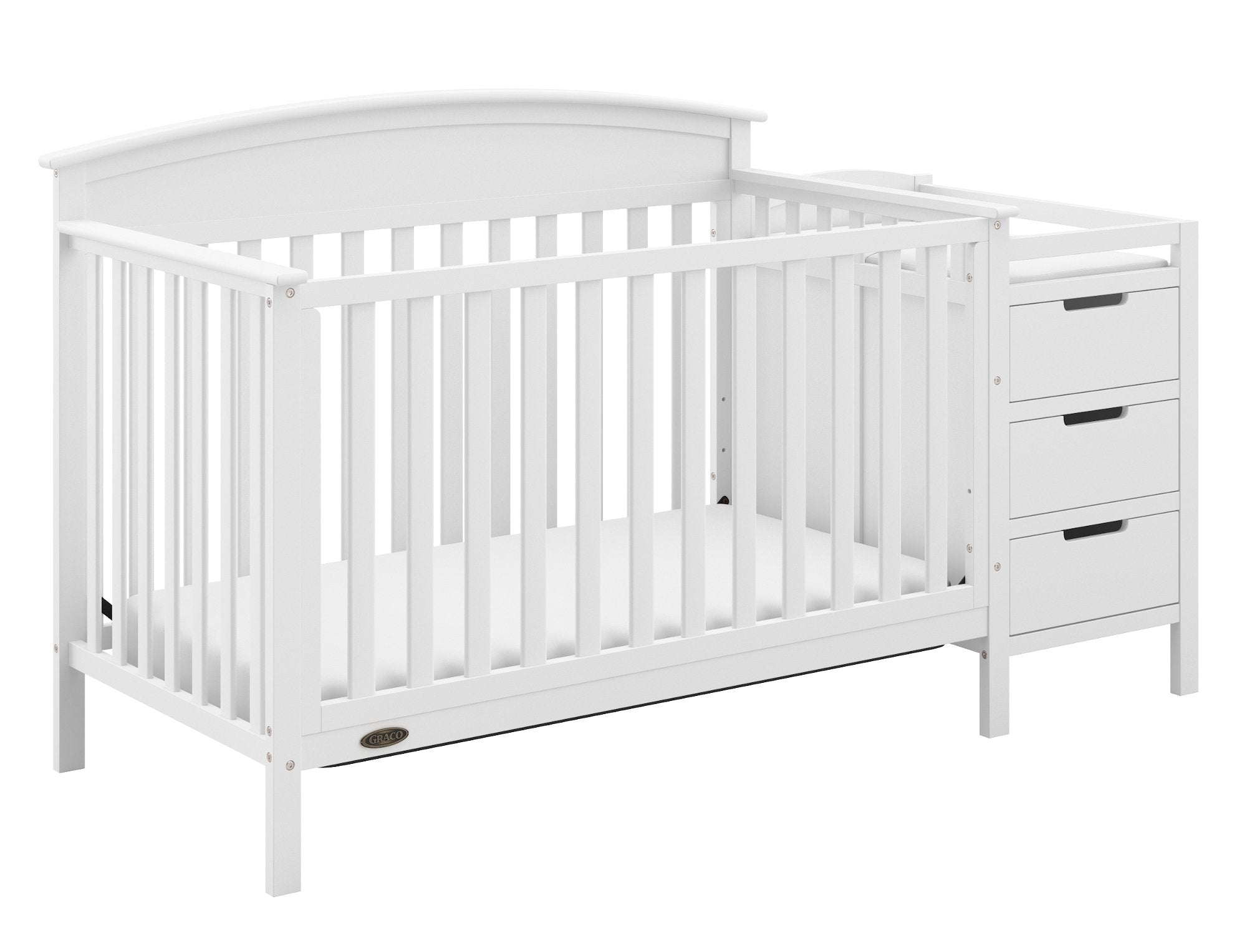 Graco Benton 4-in-1 Convertible Crib and Changer (White) - GREENGUARD Gold Certified, Crib & Changing Table Combo, Water-Resista