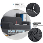 Jiviner High Stretch Couch Covers For 3 Cushion Couch, 1-Piece Jacquard Sofa Slipcovers Fitted Washable Sofa Covers With Elastic Bottom Furniture Protector For Kids Pets (Sofa, Grey)