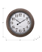 Monarch Specialties I 9049 Clocks, 20' Round, Wall Clock, Antique Brown, Transitional