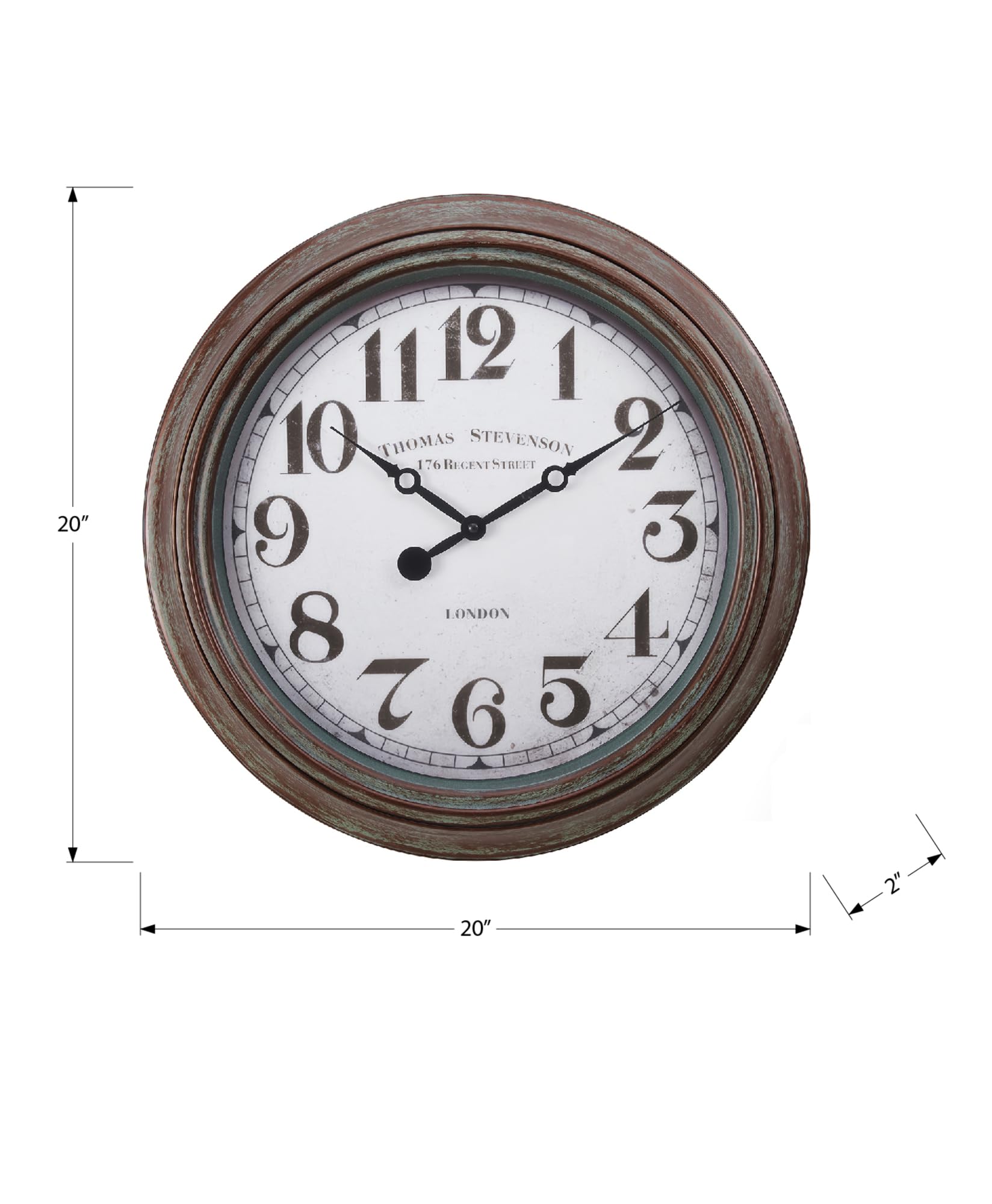 Monarch Specialties I 9049 Clocks, 20' Round, Wall Clock, Antique Brown, Transitional