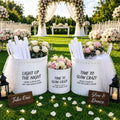 CJSHENG 3 Pack Wedding Flip Flop Baskets, White Felt with Pearl Trim