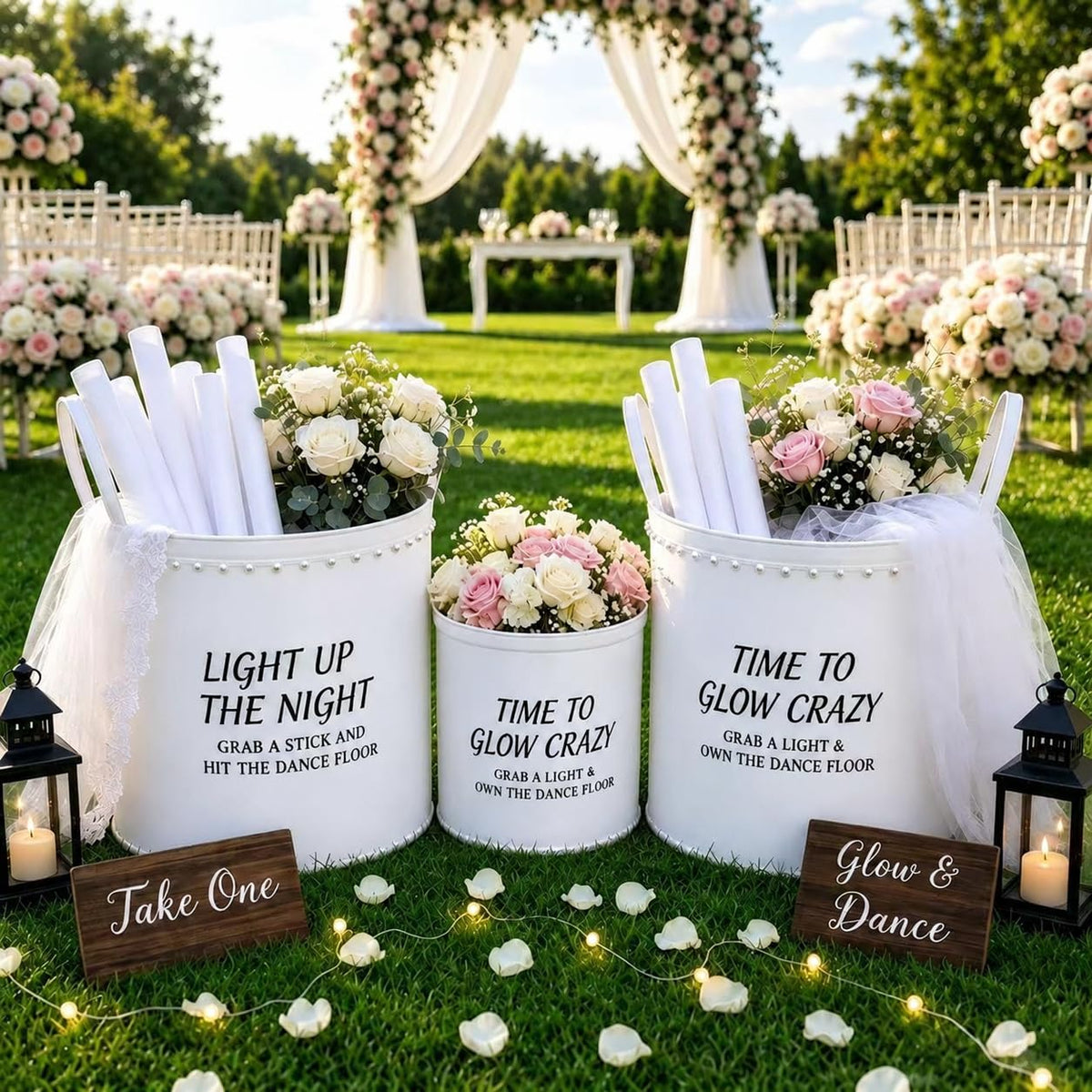 CJSHENG 3 Pack Wedding Flip Flop Baskets, White Felt with Pearl Trim