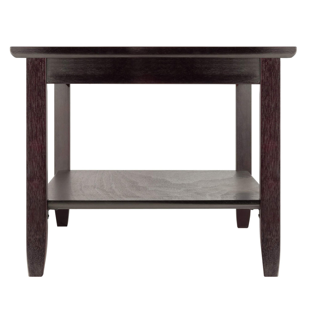 Winsome Genoa Rectangular Coffee Table with Glass Top And Shelf, Espresso