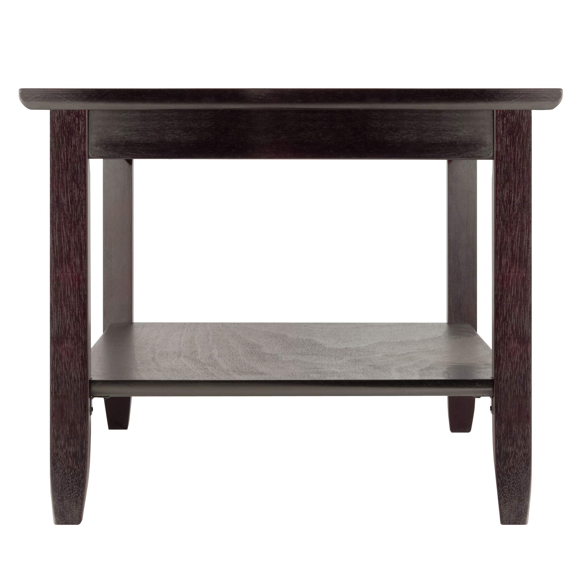 Winsome Genoa Rectangular Coffee Table with Glass Top And Shelf, Espresso