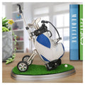 10L0L Golf Pen Holder With 3 Pieces Golf Club Pens Set Unique Golf Golf Desk Decor Gifts Souvenirs For Men - Blue + White
