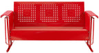 Crosley Furniture Bates Retro Metal Outdoor Sofa Glider, 3-Person Rocking Patio Bench for Porch, Deck, Bright Red Gloss