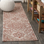 Jonathan Y Smb105A-28 Estrella Bohemian Medallion Textured Weave Red/Taupe 2 Ft. X 8 Ft. Indoor/Outdoor Runner Rug Coastal, Trad