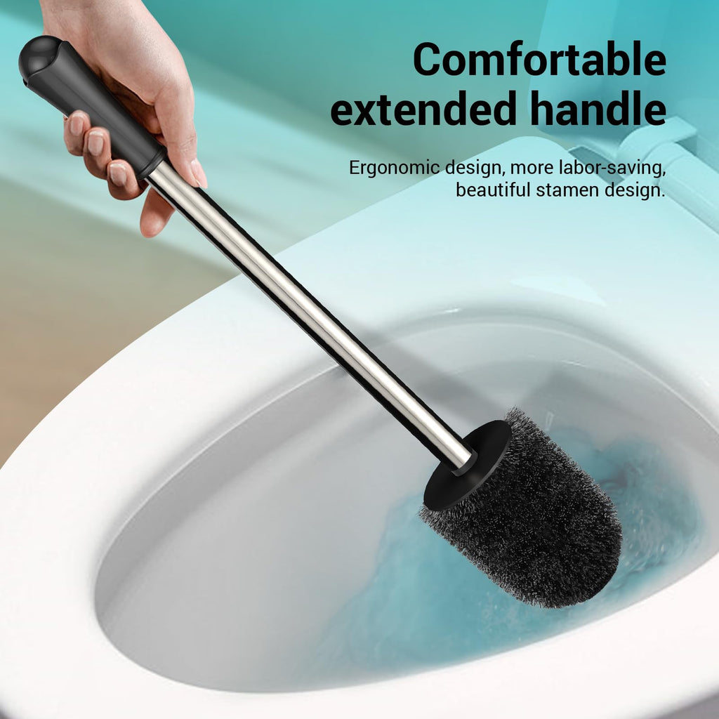 Toilet Brush, Compact Size Toilet Bowl Brush With Stainless Steel Handle, Small Size Plastic Holder Easy To Hide, Space Saving F