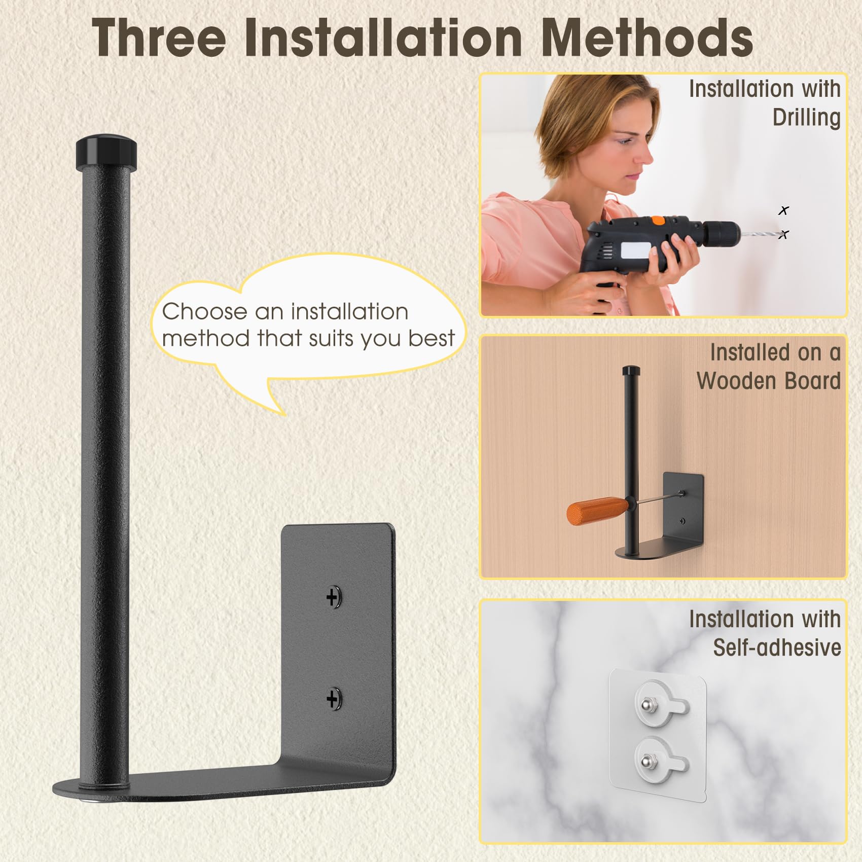 Durmmur 2 Pack Black Stainless Steel Hat Racks for Baseball Caps - Strong Adhesive/Wall Drilled Hat Organizer for Bedroom, Closet