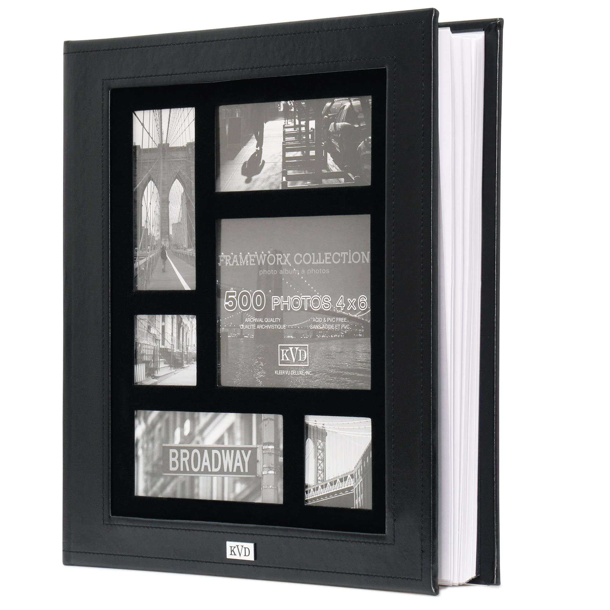 Kleer-vu Photo Album Suedeleather Collection, Holds 500 4x6 Inches Photos, 5 Per Page - Black