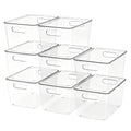 JOYZAN Stackable Plastic Storage Bins with Lids Clear Organizer Bins