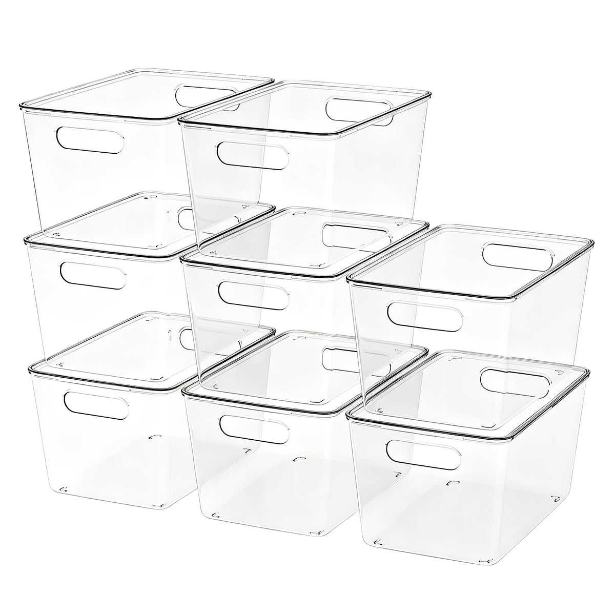 JOYZAN Stackable Plastic Storage Bins with Lids Clear Organizer Bins