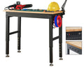 Albott 72x24 Adjustable Workbench, 28.7-38.6 Height, Rubber Wood Top, Heavy-Duty Design with Power Outlets & Hooks, 5000 LB Capa