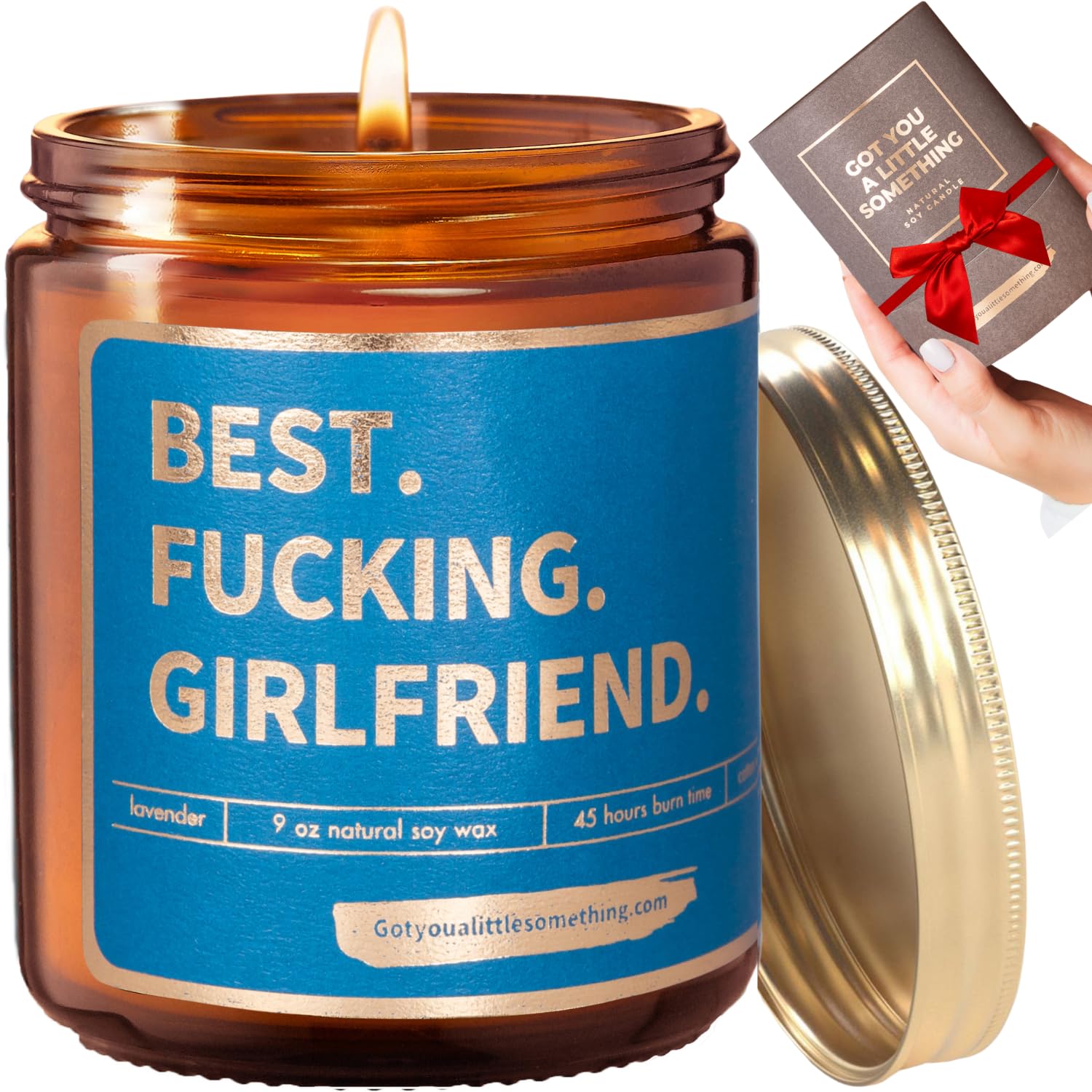 Gift for Girlfriend - Lavender Scented Candle, Birthday Gifts for Girlfriend from Boyfriend, Girlfriend Gifts, Cute Couple Anniv