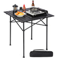REDCAMP Roll Up Camping Tables That Fold Up, Lightweight Portable Compact Metal Camp Table for Grill Outdoor Picnic, Black Squar