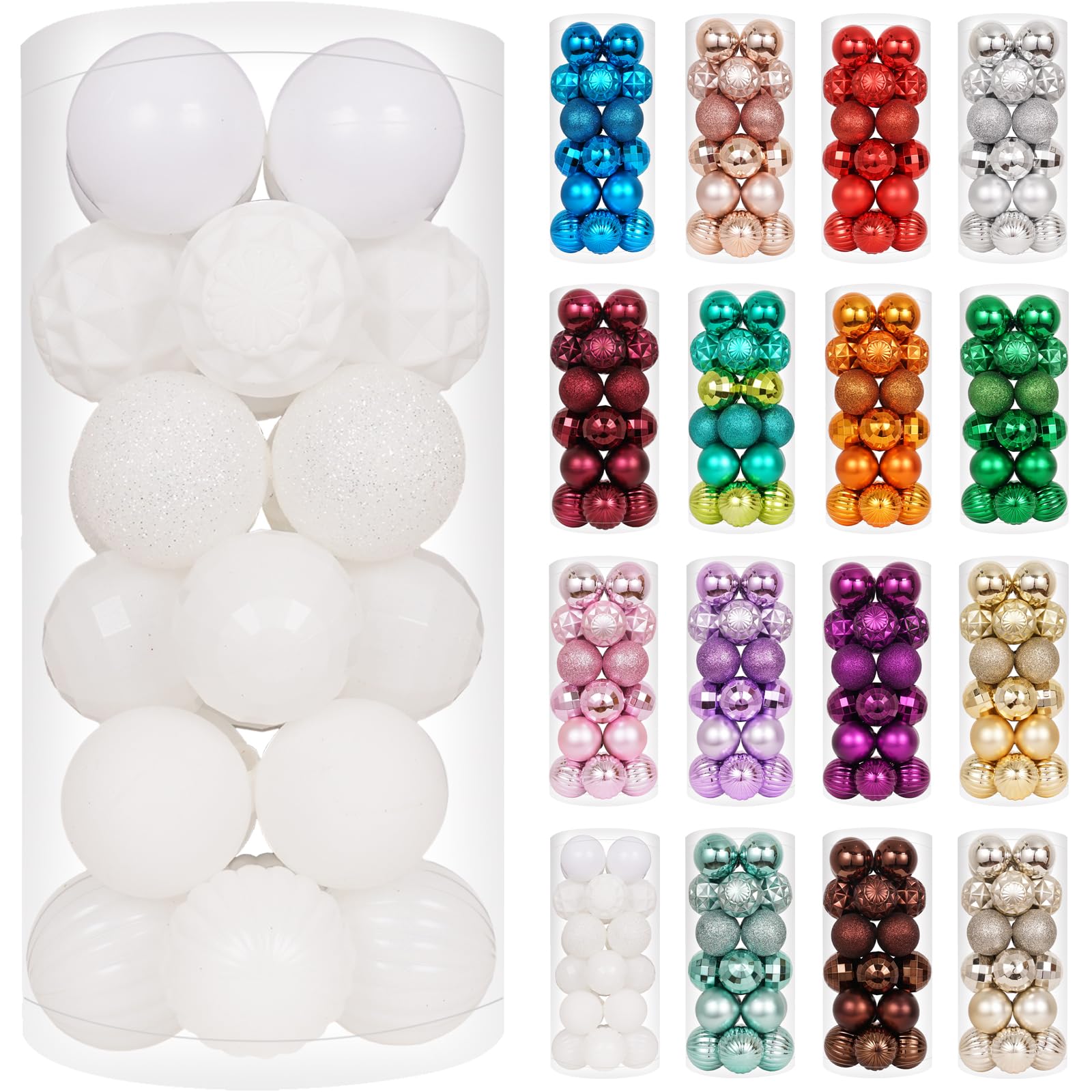 XmasExp 24ct Christmas Ball Ornaments Shatterproof Christmas Ornaments Set Decorations for Xmas Tree Balls Halloween Decorations